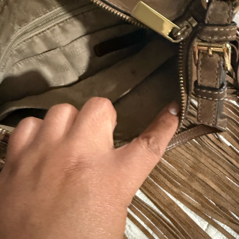 Michael Kors Brown Leather Shoulder Bag with Fringe - Picture 2 of 6